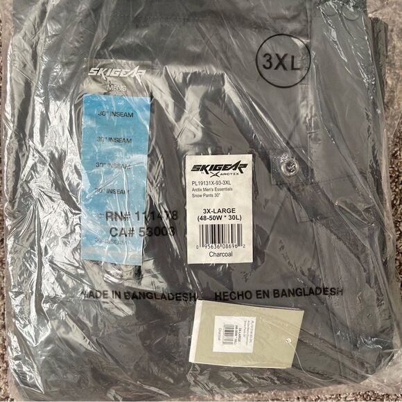 SKIGEAR Arctix Men's Essentials Snow Pants in Charcoal Size 52x34 NEW - Picture 5 of 6